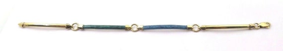 18k Yellow Gold Women's Bracelet With Blue And Gr… - image 3