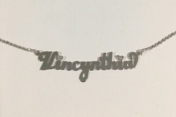 14k White Gold Vincynthia Name Plate With Diamond… - image 7