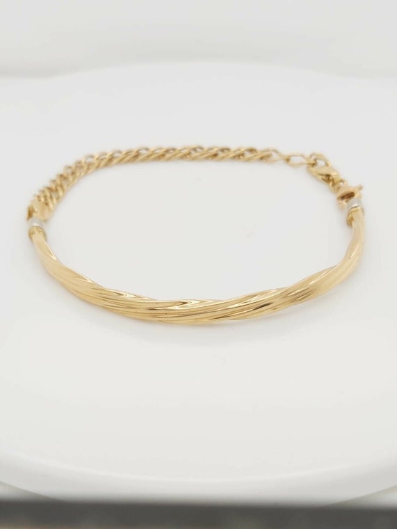 18k Two Tone Gold Bangle Bracelet