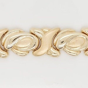 14k Yellow Gold Women&#39;s Wide Heavy XO Bracelet