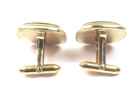 14k Yellow Gold Square Shape Cufflinks With Black… - image 4