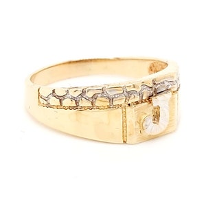 14k Two Tone Gold J Initial Ring image 2