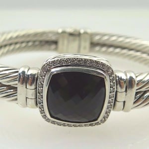 David Yurman Diamond Zilveren Armband 10mm Armband Met Rokerige Kwarts