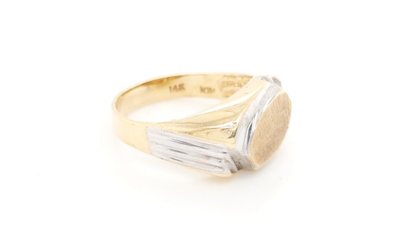 14k Two Tone Gold Men's Signet Ring - image 2