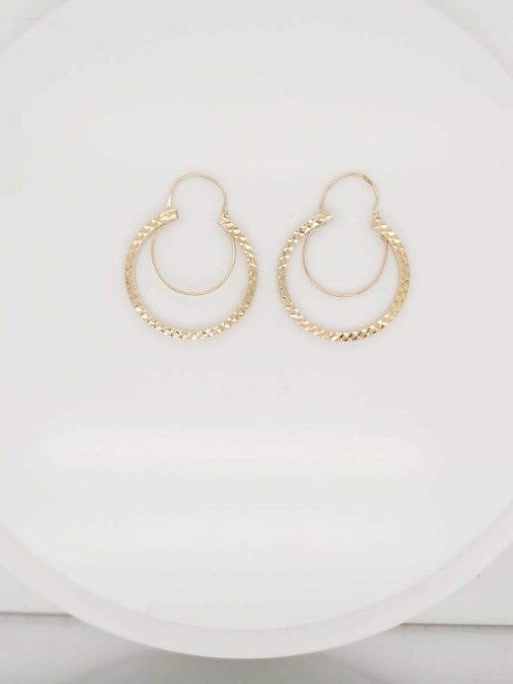 14k Yellow Gold Double Hoop Earrings