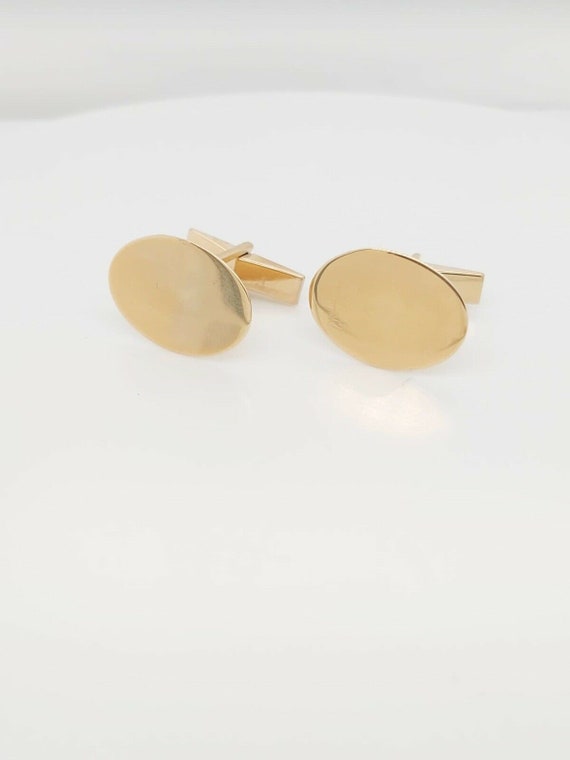 14k Yellow Gold Oval Shape Cufflinks