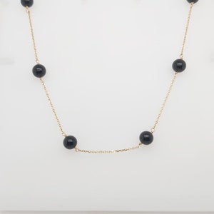 14k geelgouden ketting met zwarte onyxstenen 14&quot;