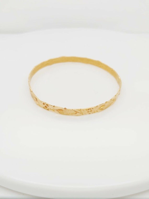 18k Yellow Gold Antique Baby Bangle Bracelet - image 2