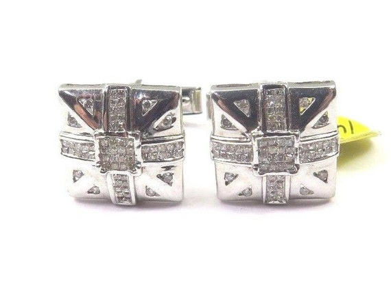 14k White Gold Square Shape Cufflinks With Prince… - image 5