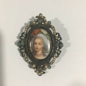 Antique Pewter Brooch Pin Pendant