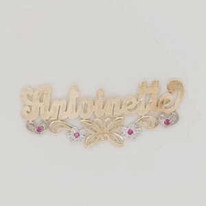 14k Two Tone Gold Antoinette Nameplate Pendant