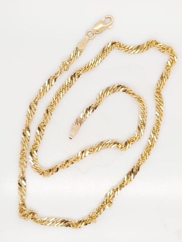 14k Yellow Gold Twisted Chain Necklace 16
