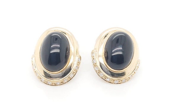 14k Yellow Gold Oval Shape Vintage Earrings With … - image 3