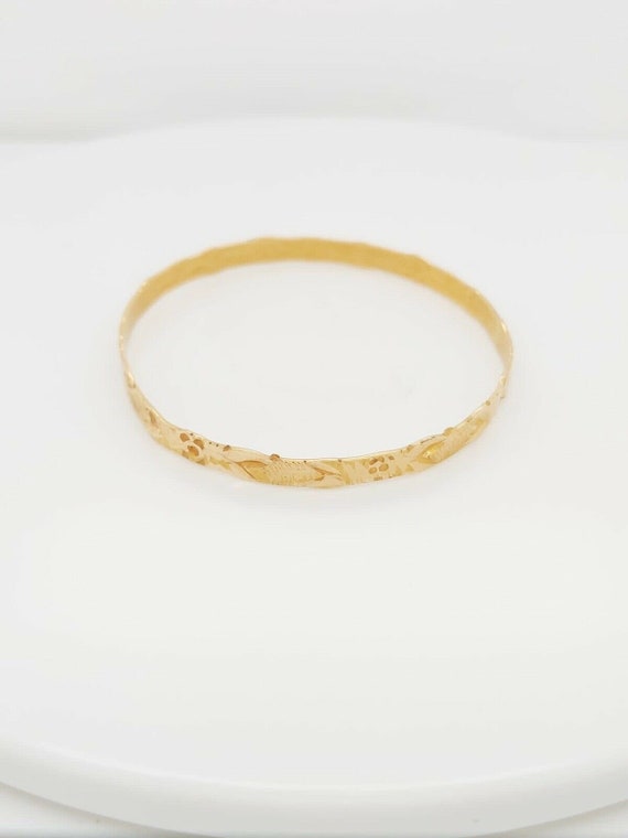 18k Yellow Gold Antique Baby Bangle Bracelet - image 3