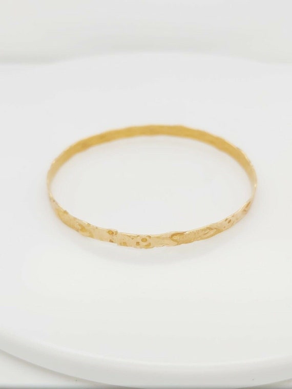 18k Yellow Gold Antique Baby Bangle Bracelet - image 4
