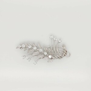 14k Weißgold Blatt Brosche Pin Anhänger mit weißen Saphiren