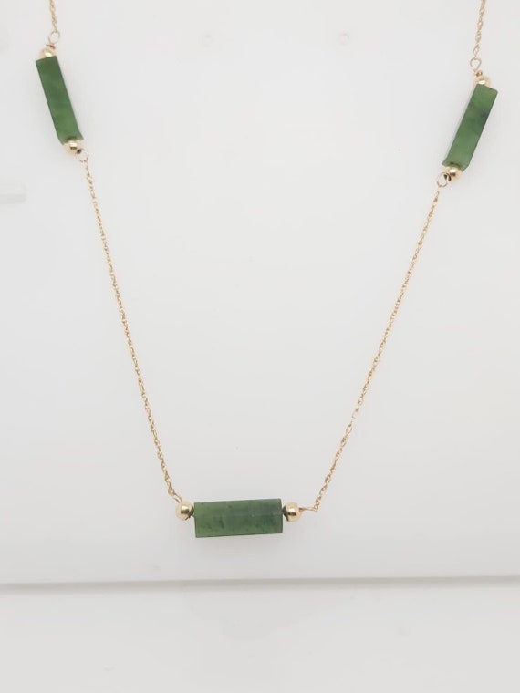 14k Yellow Gold Necklace With Jade Stone 24" - image 1