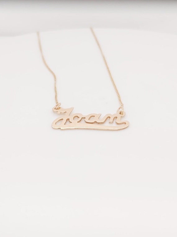 14k Rose Gold Joan Nameplate With Necklace Chain