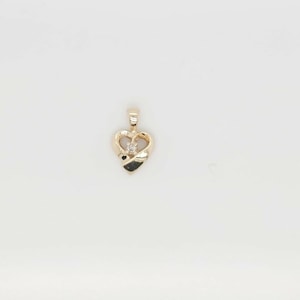 10k Yellow Gold Diamond Heart Pendant Charm