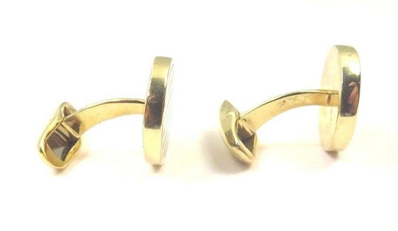 14k Yellow Gold Round Cufflinks With Black Enamel - image 2