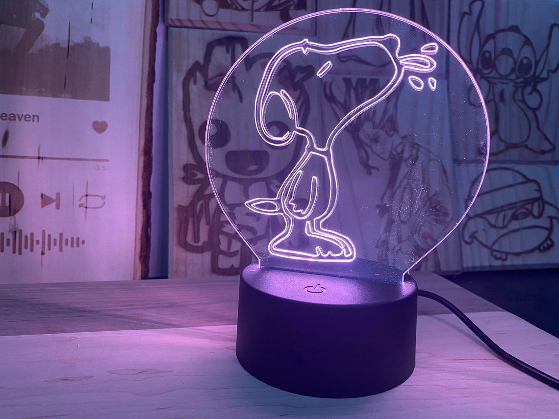 Cute Snoopy LED Acrylic Night Light Etsy