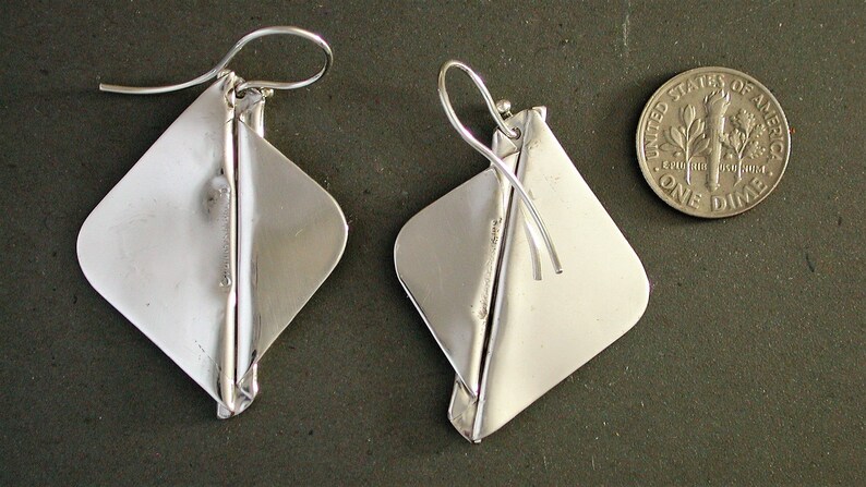 Geometric Origami Handcrafted Sterling Silver Dangle Drop Earrings