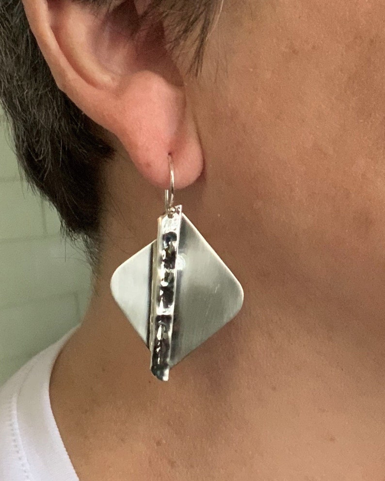 Geometric Origami Handcrafted Sterling Silver Dangle Drop Earrings