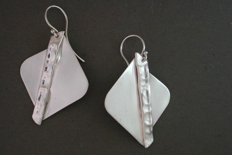Geometric Origami Handcrafted Sterling Silver Dangle Drop Earrings