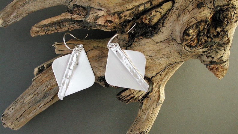 Geometric Origami Handcrafted Sterling Silver Dangle Drop Earrings