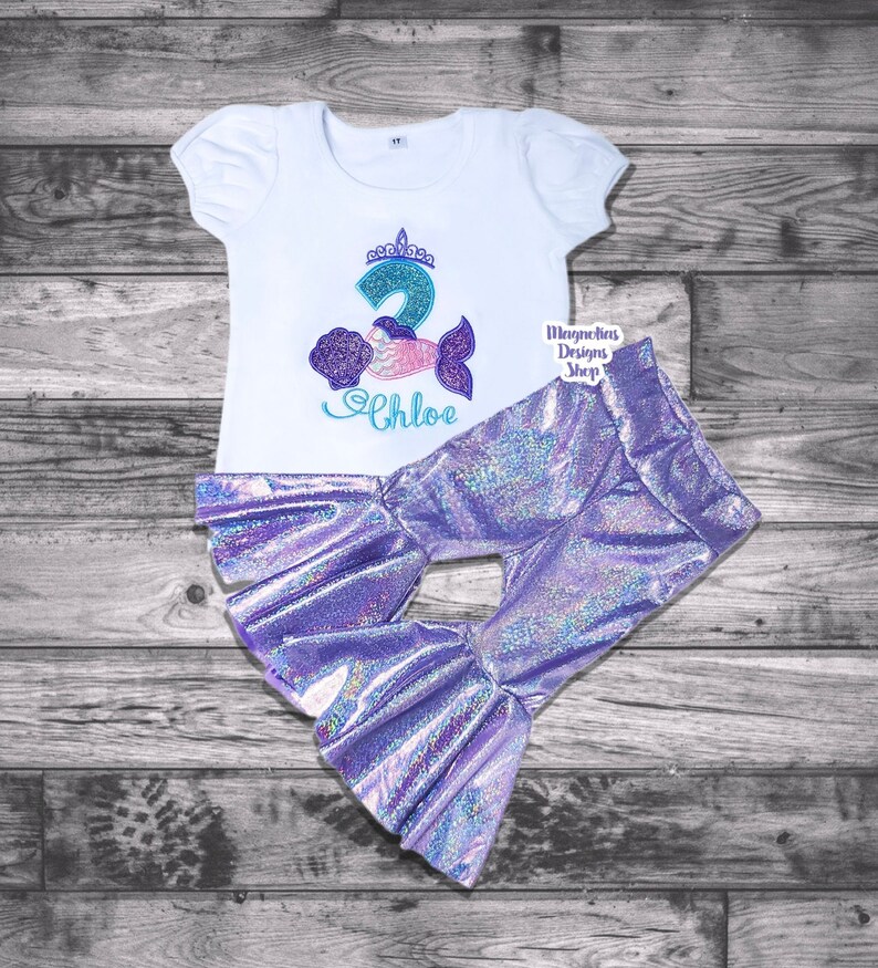 Mermaid Outfit Girl Mermaid Birthday Outfit Mermaid Shirt Etsy