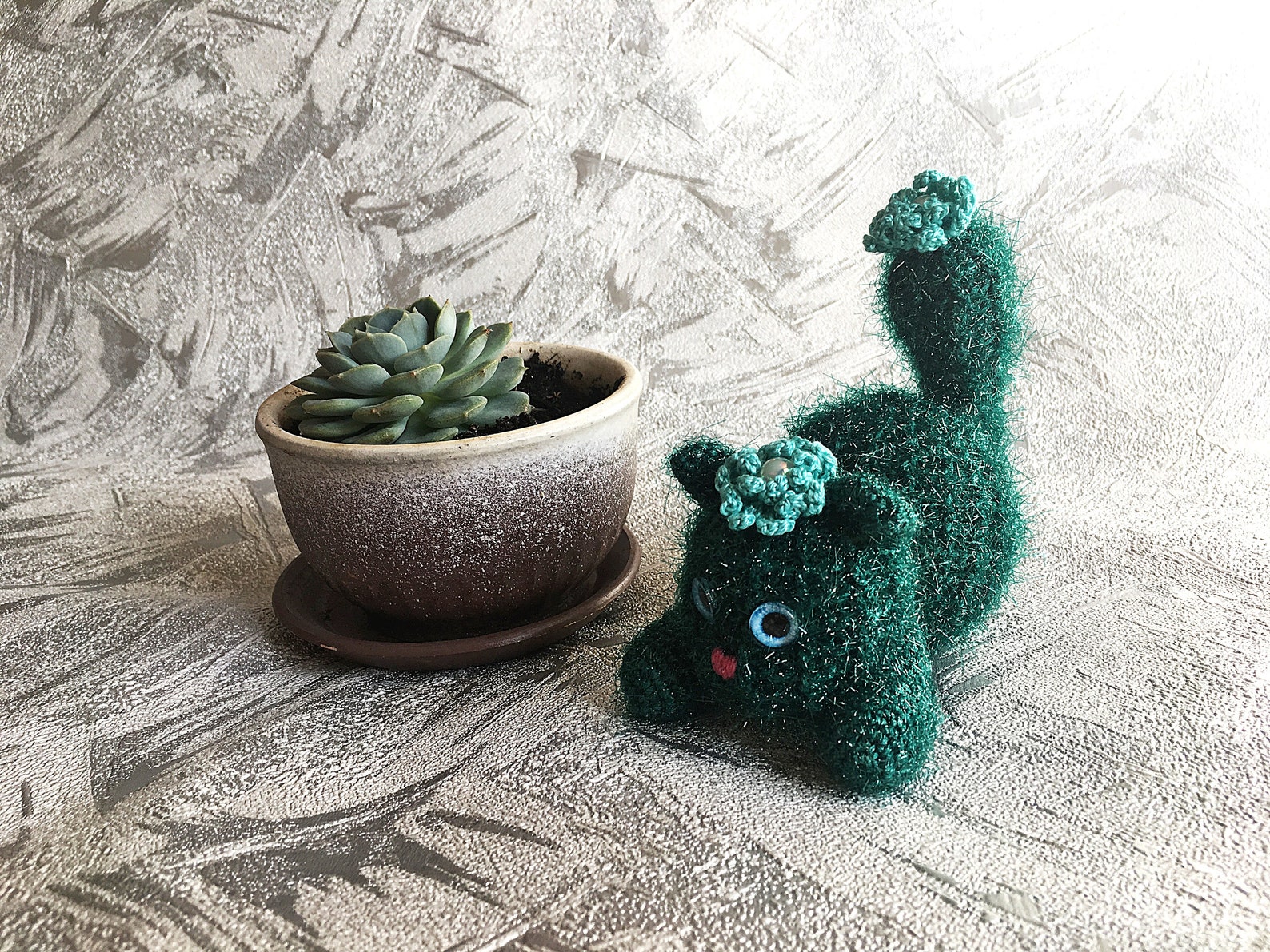 Amigurumi cat cactus amigurumi cat handmade toy cat lover | Etsy