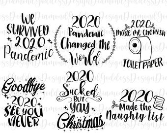 2020 Christmas ornament bundle svg, hand lettered | christmas quarantine svg | christmas svg | circle ornament svg | christmas 2020 svg
