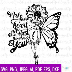 Haz que tu corazón sea lo más fuerte de ti SVG, Black Girl Magic SVG, Boss lady, silueta png, archivo cortado, descarga instantánea, girasol