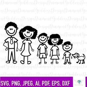 Family Stick Figures Svg File - Stick Boy Clipart - Stick Boy Png - Stick People, dog, Vectors, Jpeg Stick People Children For Cricut