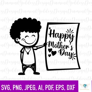 Happy Mother es Day Figur SVG Datei - Black Boy Zeichnung Clipart, png Stick Menschen, Vektoren, Jpeg Muttertag svg, Kinder für Cricut