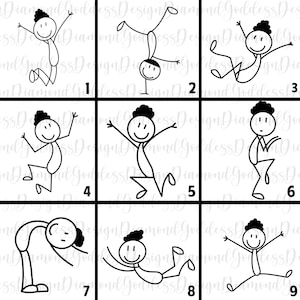 9 PACK Stick Figuren Svg-Datei - Stick Boy Clipart - Stick Boyl Png - Stick Menschen, Vektoren, Jpeg Stick Menschen Kinder für Cricut