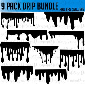 9 pack Drip Drop Bundle Cut Slice Injury Wound Splatter Liquid Spill Horror Counter Design Element Art Logo SVG PNG Clipart Vector Cut