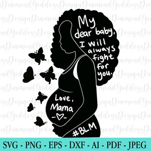 Meu querido bebê SVG, mulher negra grávida Svg, SVG grávida, Black Lives Matter, Afro, rainha, vetor, camiseta, arquivo cortado Cricut, silhueta, png