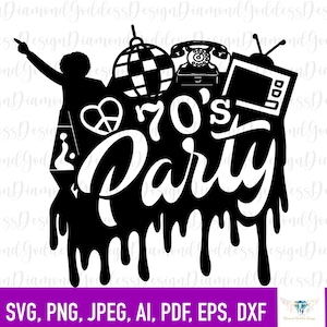 Festa dos anos 70 svg, mamãe dos anos 70, paz, velha escola, chefe, silhueta png, arquivo cortado, arquivo SVG cortado, hippie, empoderamento da mulher, download instantâneo