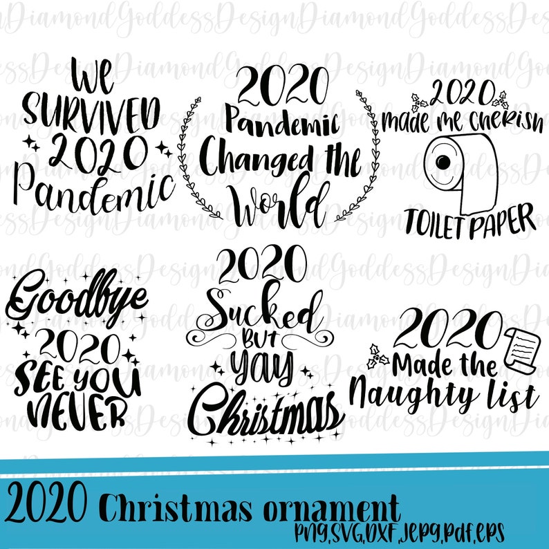 Download 2020 Christmas ornament bundle svg hand lettered christmas ...