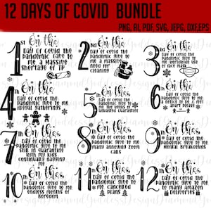 12 dias de Corona svg, 2020 Quarentena TP Escassez Engraçado Natal Pandemia SVG Silhueta Cricut Arquivo DIGITAL apenas Ornamento Camisetas