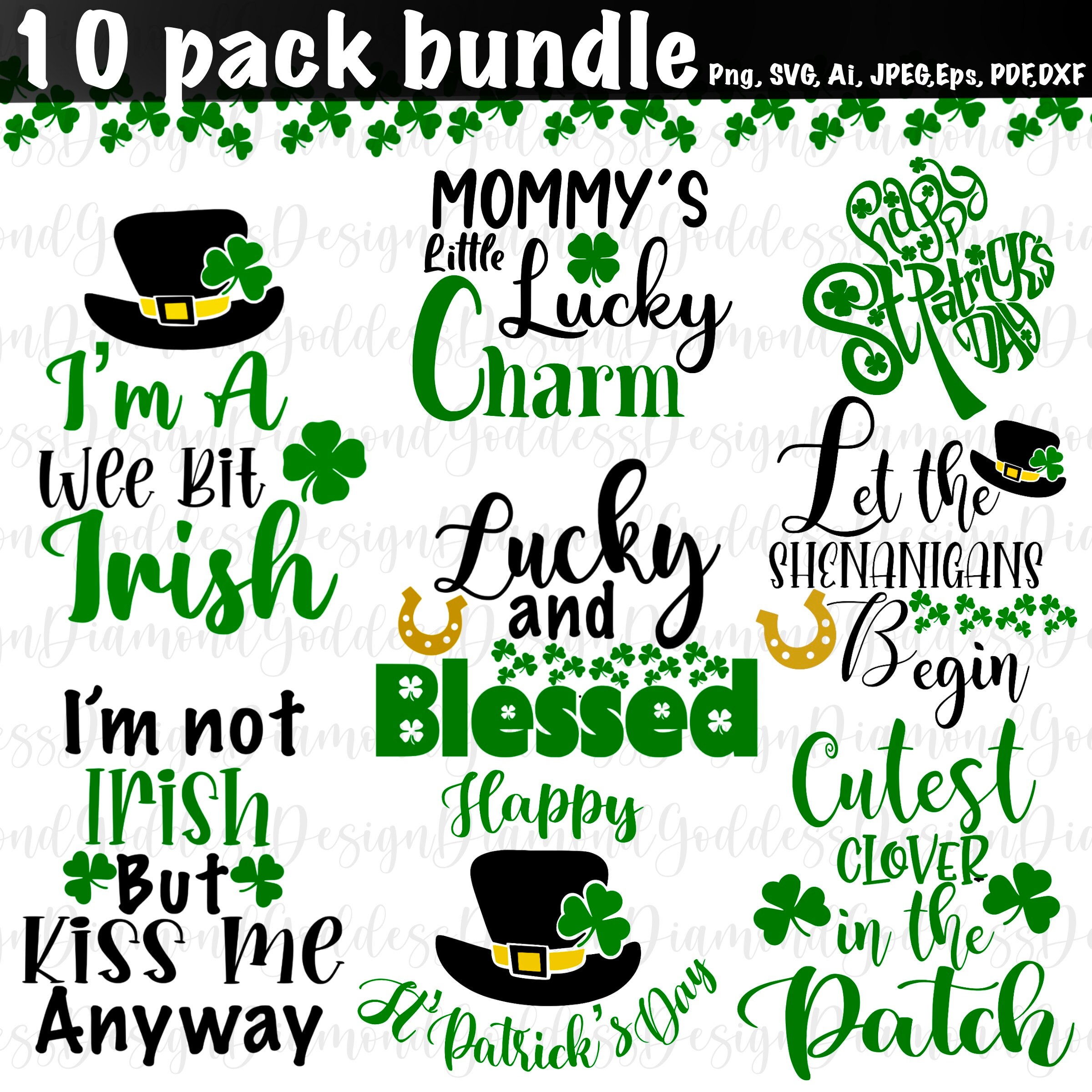 St Patrick's Day SVG Bundle, Lucky svg, Irish svg, St Patrick's Day Quotes, svg, Clover svg, Cut File, Cricut, Silhouette, download  Dxf