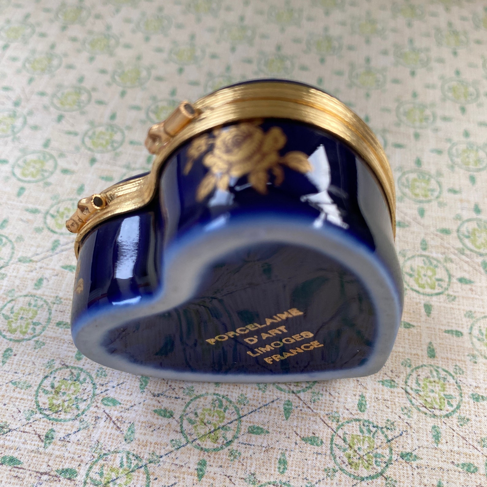 Limoges Pill Box Cobalt Blue Gold Loveheart Porcelain Trinket Etsy