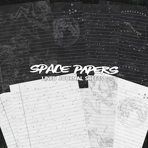Space Journal Papers | Papier ligné | TÉLÉCHARGEMENT NUMÉRIQUE | Journal indésirable | Journal | | papier numérique Astronomie | Stars | Lune | Imprimable