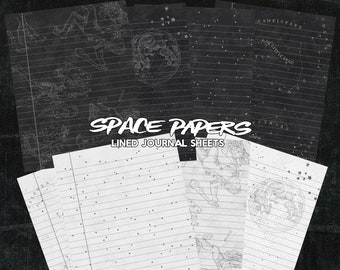 Space Journal Papers | Papier ligné | TÉLÉCHARGEMENT NUMÉRIQUE | Journal indésirable | Journal | | papier numérique Astronomie | Stars | Lune | Imprimable