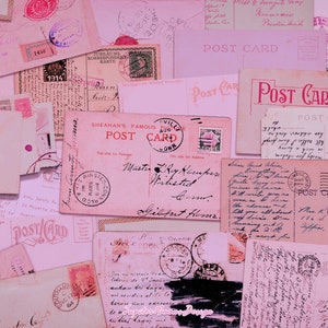 Rosa Postkarten Vintage Ephemera | DIGITALER DOWNLOAD | Junk Journal | Journaling | Pastell | PNG | Clipart | Scrapbooking | Collage | Retro