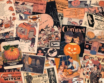 Retro Halloween Ephemera | DIGITAL DOWNLOAD | Vintage Autumn | Scrapbooking | Junk Journal Kit | Collage | Spooky | Pumpkins | Decoration