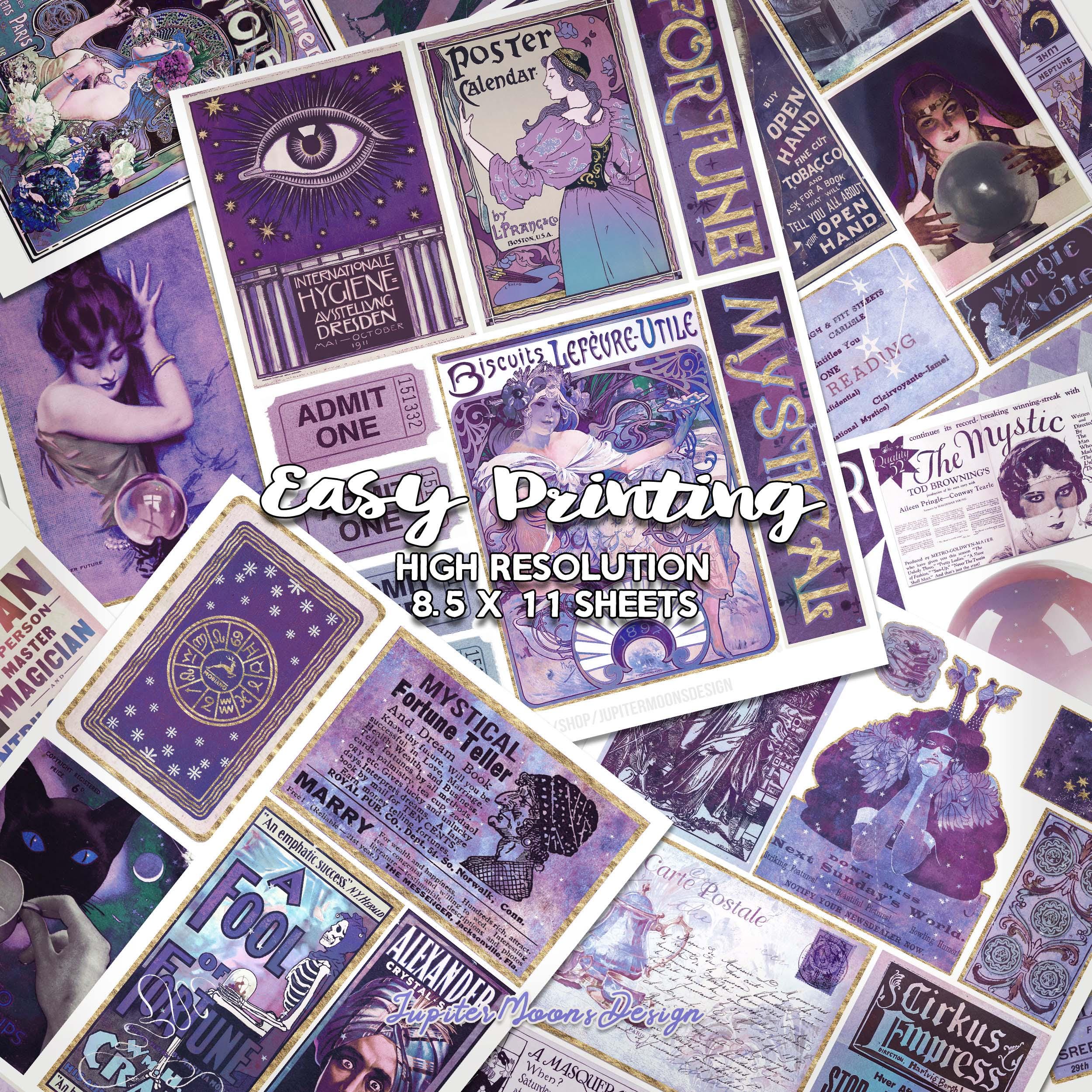 Mystic Fortune Teller Ephemera | DIGITAL DOWNLOAD | Vintage Purple ...