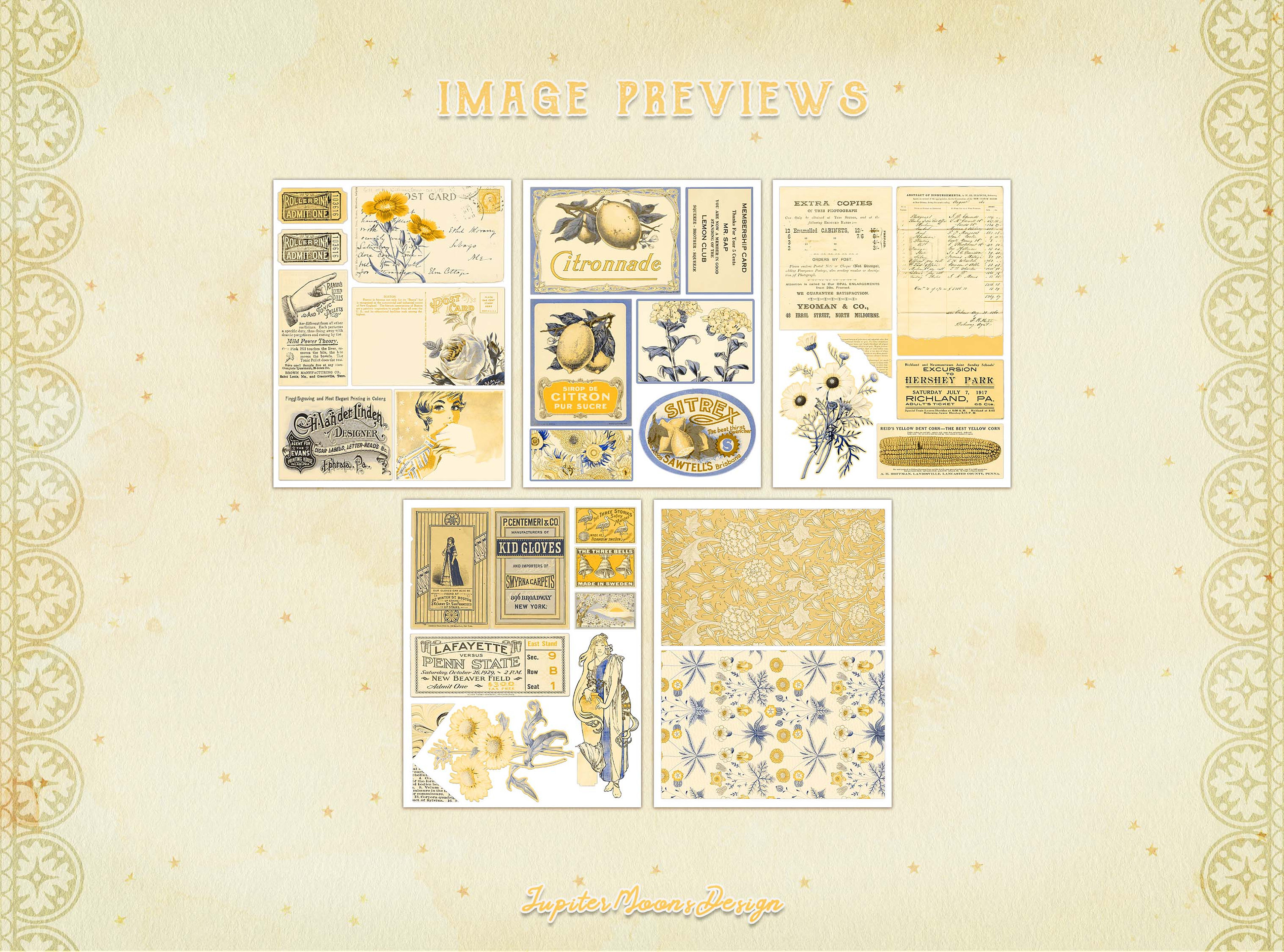 Pale Yellow Vintage Ephemera | DIGITAL DOWNLOAD | Junk Journal | Pastel ...