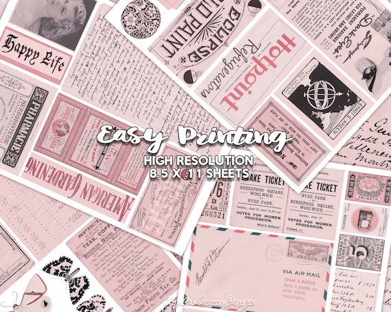 Pale Pink Vintage Ephemera | DIGITAL DOWNLOAD | Junk Journal